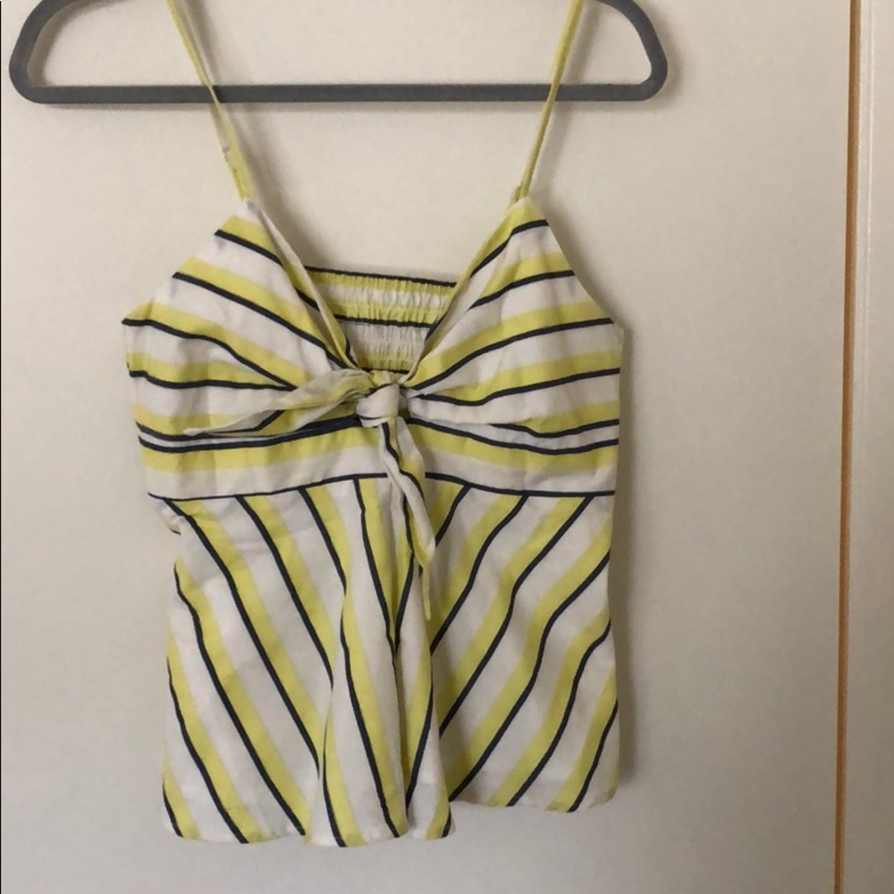 White, navy, & lime striped tank. Size: S.